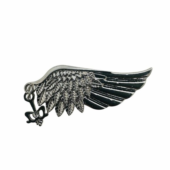 ✨Angel Wing  Brooch Pin Silver Plated  Tie Clip with Fleur-De-Lis Winged Emblem✨ - Picture 4 of 4
